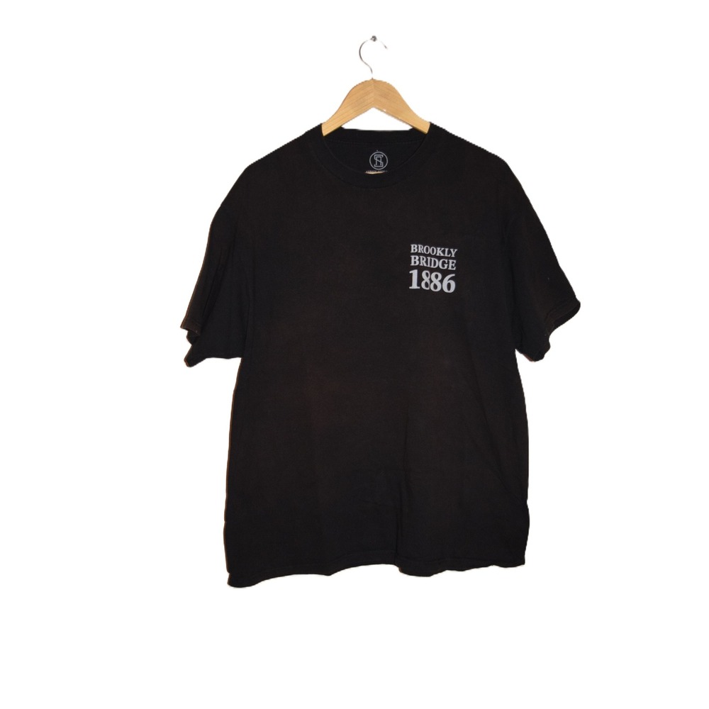 Street Affaires Brooklyn Bridge 1886 Mens XL Black Good Graphic T-Shirt NYC